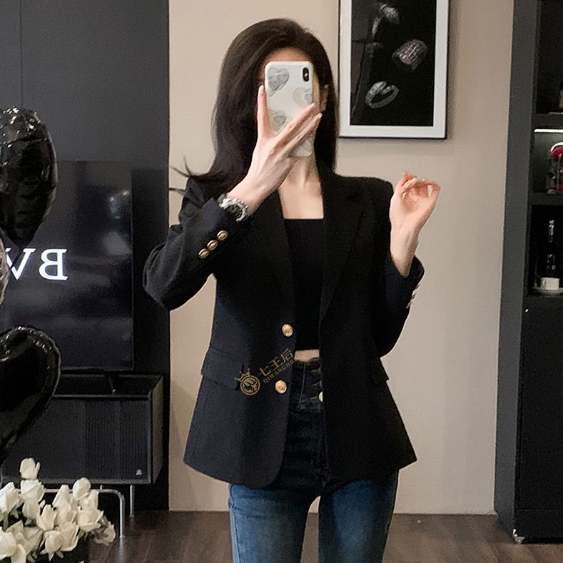休閒黑色西裝外套女2023新款春秋季小個子洋氣減齡氣質高級感西服