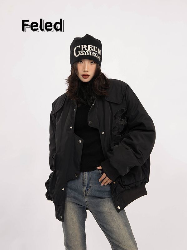 飛拉丹頓美式復古棉服外套男女秋冬季寬鬆顯瘦高級感百搭潮夾克