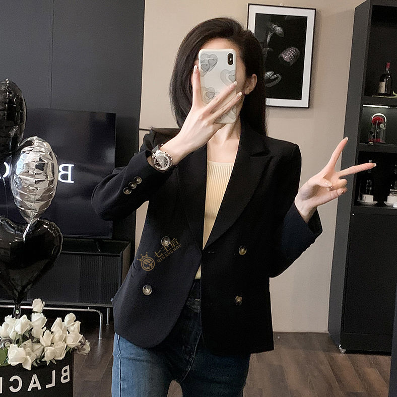 小個子短款西裝套裝女2023新款春秋外套韓版職業炸街氣質工作服