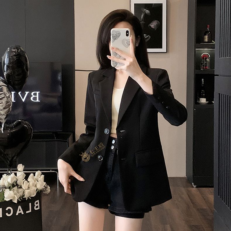 黑色西裝外套女2023新款春秋季韓版時尚高級感休閒寬鬆小西服上衣
