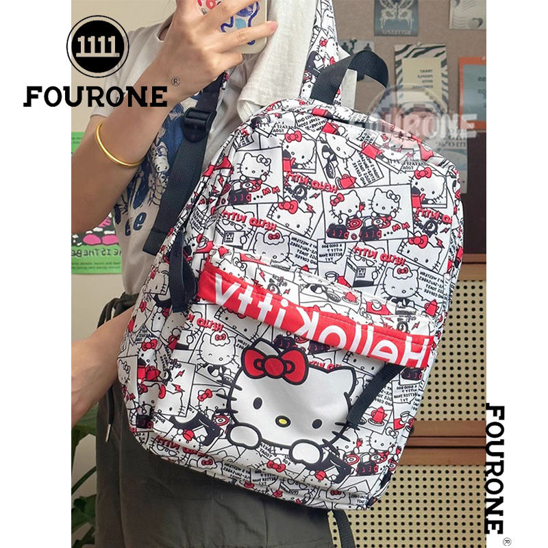 Homemade graffiti style cute cat high-looking schoolbag large capacity student backpack campus versatile schoolbag