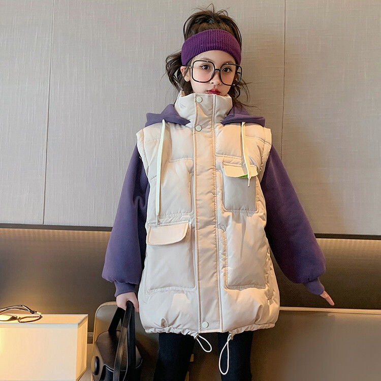 Girls' cotton-padded clothes, autumn and winter clothes  new style, medium and large children's fake two-piece Korean style girls' thickened warm jackets trendy