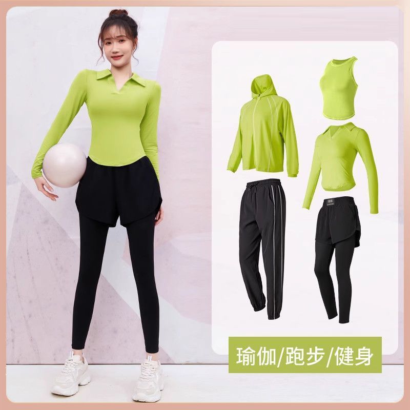 范斯蒂克健身套裝女秋冬透氣瑜伽服學生訓練健身衣跑步運動套裝