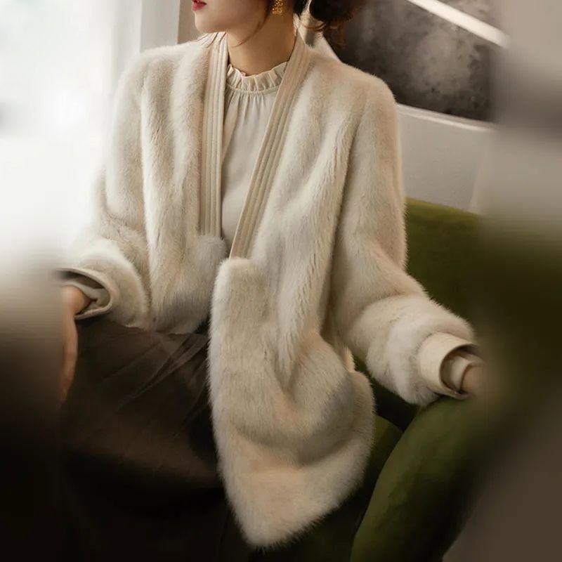 Maillard Imitation Mink Rabbit Velvet Jacket Women's Autumn and Winter New Versatile Fashion Loose Fur One-piece Thickened Top