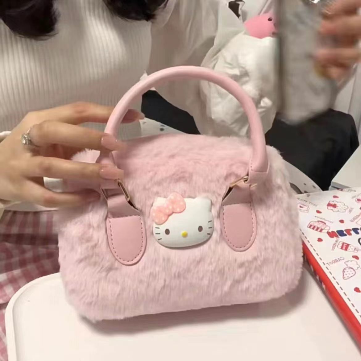 kitty2023 new autumn and winter furry handbag texture niche fashion versatile one-shoulder cross-body furry bag
