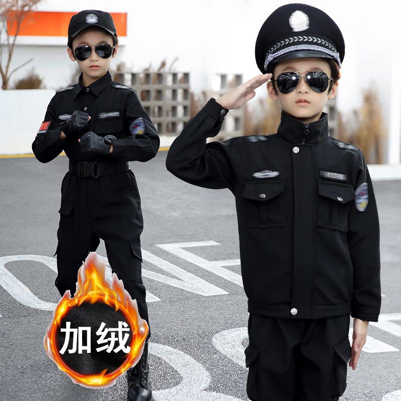 男女儿童警察衣服加绒保暖秋冬款小特警衣服军装套装特种兵小军装