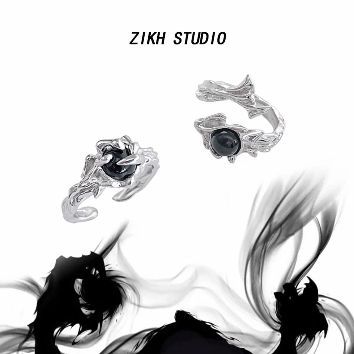 ZIKH暗黑風荊棘戒指男女同款小眾設計高級感情侶指環高級感開口戒