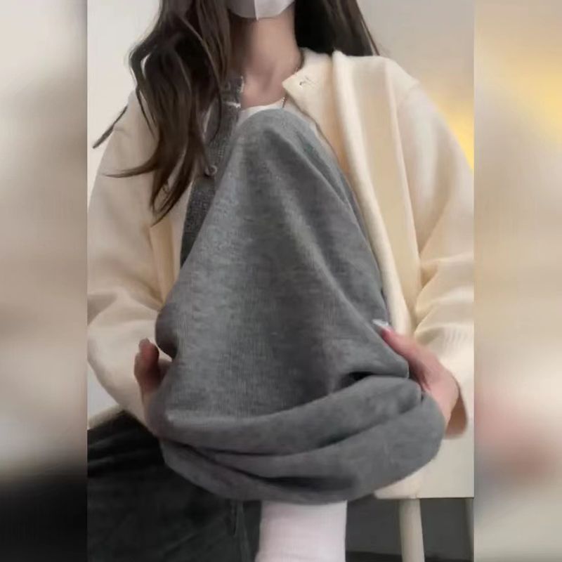 加絨灰色糯米闊腿褲女秋冬高腰垂感直筒寬鬆休閒窄版小個子拖地褲