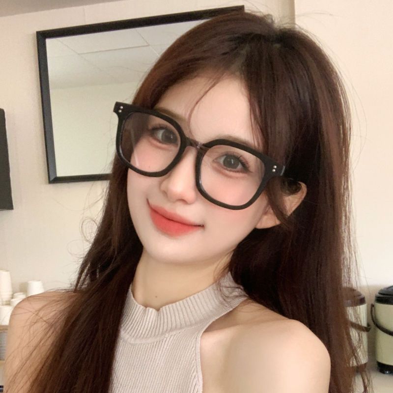 Internet celebrity black frame plain glasses Korean style trendy blue light myopia can be equipped with prescription flat mirror artifact radiation protection large frame