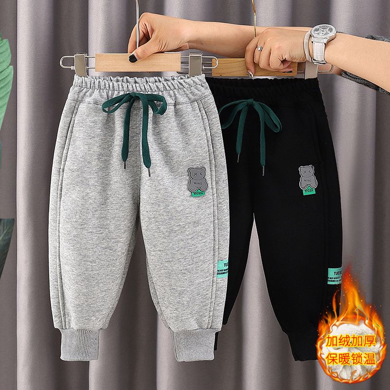 Boys' fleece pants autumn and winter  new children's casual pants street pants boys' winter sports pants thickened