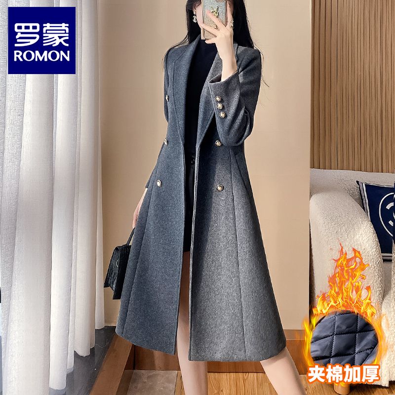 Romon blazer women's 2023 new autumn and winter gray suit formal work clothes cotton windbreaker woolen coat