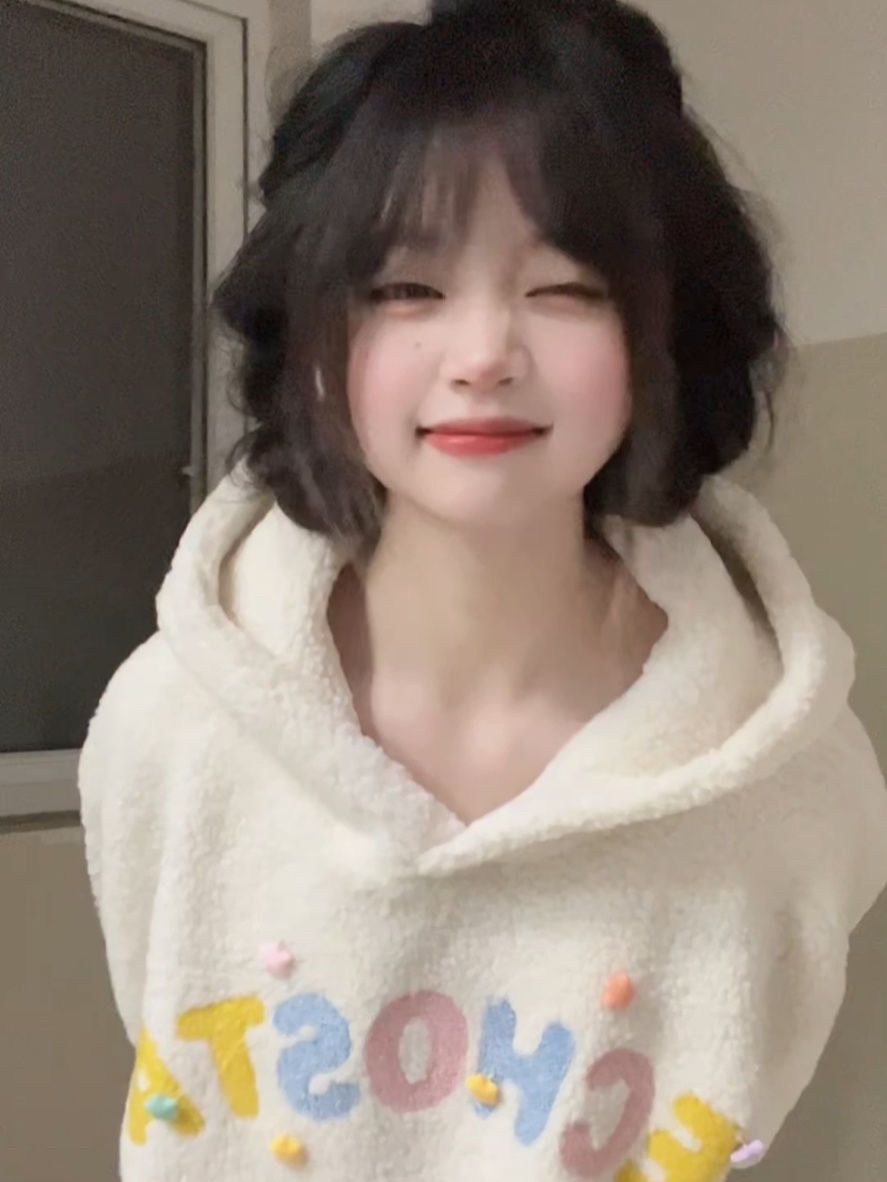 太甜美啦!!!【軟糯羊羔毛】可愛多巴胺連帽衛衣女INS超火冬季上衣