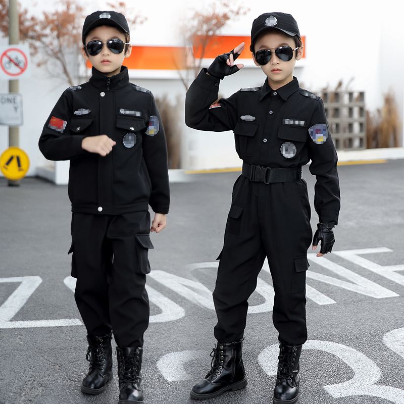 男女儿童警察衣服加绒保暖秋冬款小特警衣服军装套装特种兵小军装