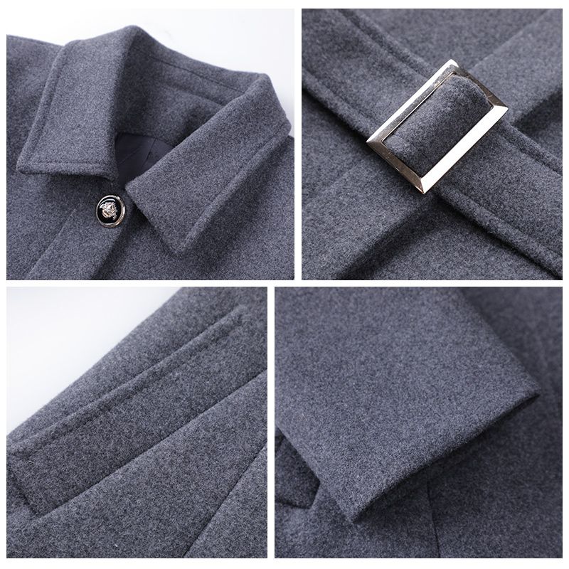 Romon windbreaker jacket for women, gray temperament, high-end, super good-looking, long suit, work clothes, thickened woolen coat