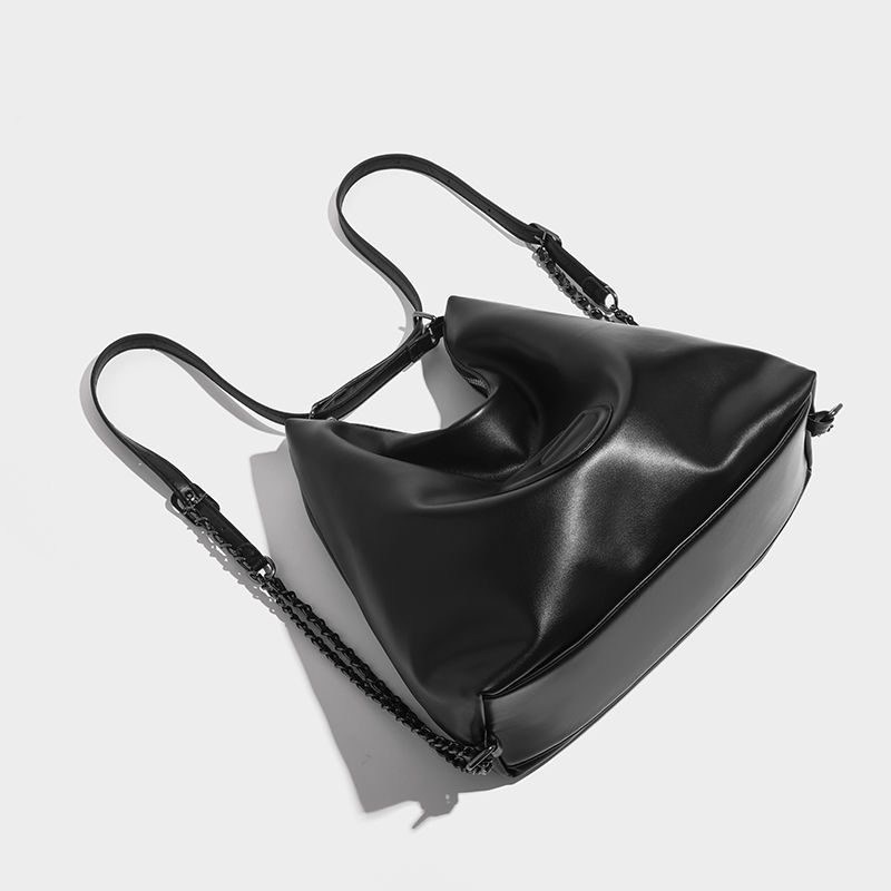 Bags for women autumn 2023 new trendy niche soft leather tote bag for women large capacity work commuter bag chain backpack