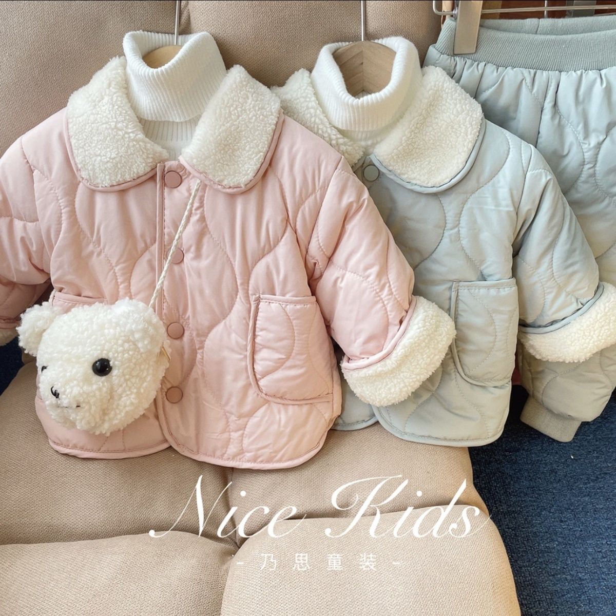棉服宝宝外套儿童加绒新款洋气保暖男童女童冬装加厚小童棉衣
