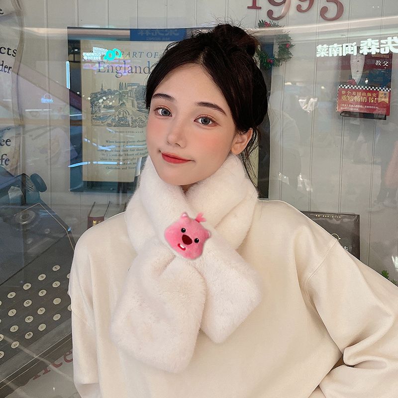 Cute three-dimensional plush doll beaver scarf for women winter new fashion fashion female students versatile warm neck protection neck scarf