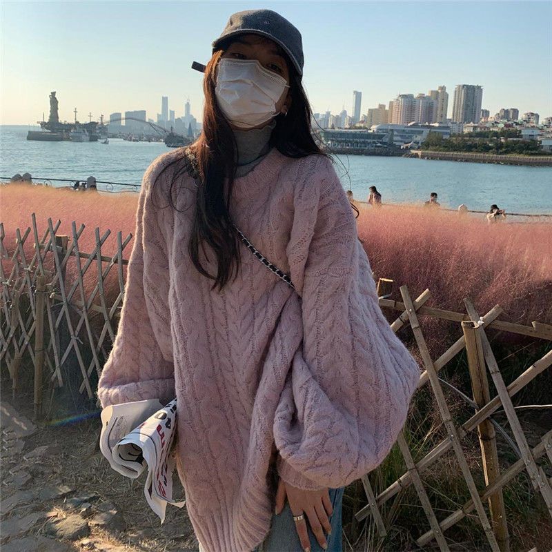 特大碼胖mm300斤寬鬆套頭毛衣外套女秋冬慵懶風麻花軟糯針織上衣