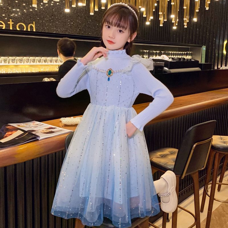 女童連衣裙加絨2023新款秋裝洋氣女孩秋冬裙子秋季兒童公主裙冬季