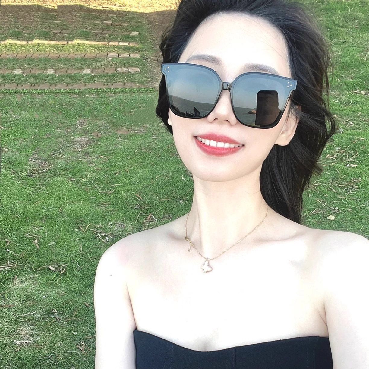 GM sunglasses for women Korean version Internet celebrity trend photo 2023 new anti-UV sunscreen big face slimming sunglasses