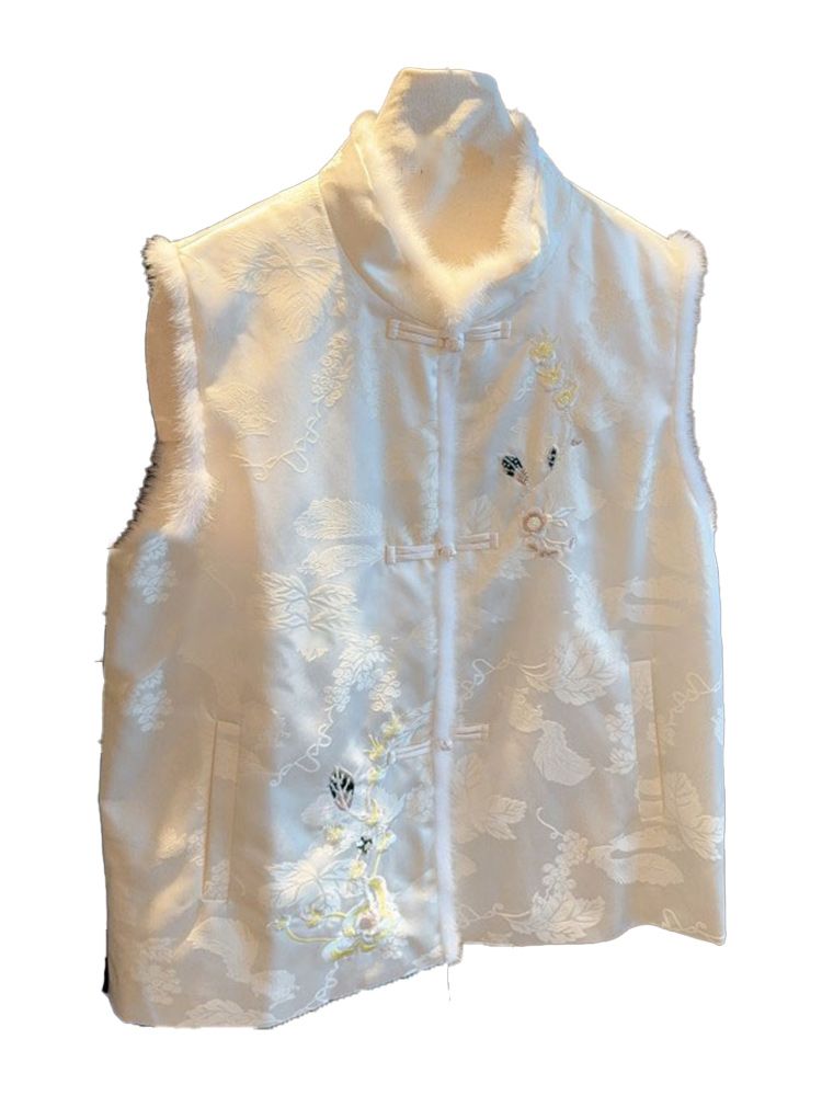  winter new style retro literary Chinese style national trend shirt white atmospheric high-end versatile cheongsam vest