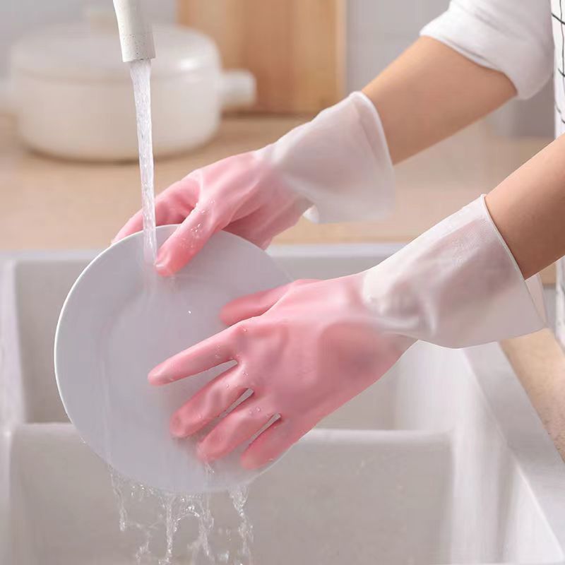 新款四季洗完手套女厚款防水耐用家务厨房洗菜洗衣服香蕉乳胶塑胶