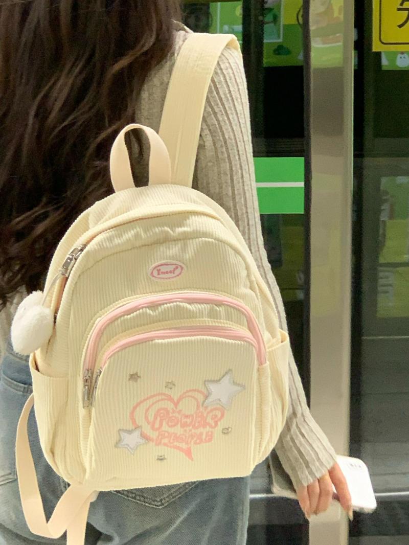 Corduroy y2k mini backpack 2023 new forest series ins cute backpack niche lightweight small school bag commuting