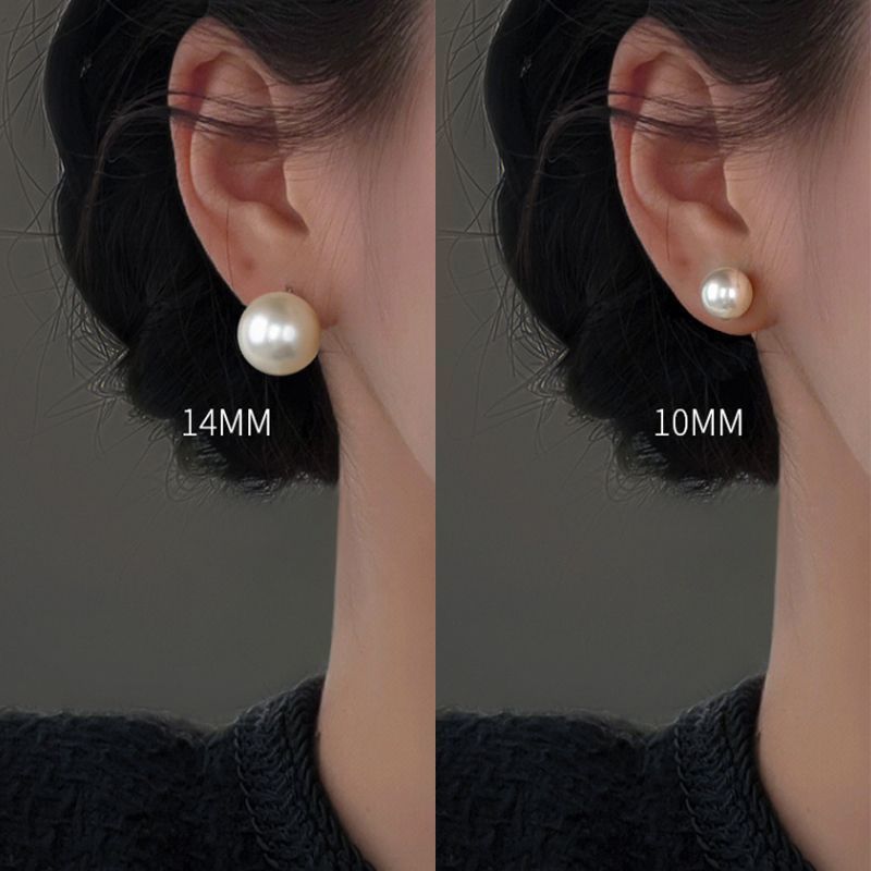 S925银针超大珍珠耳钉女施家fever同款2023轻奢高级感珍珠耳饰