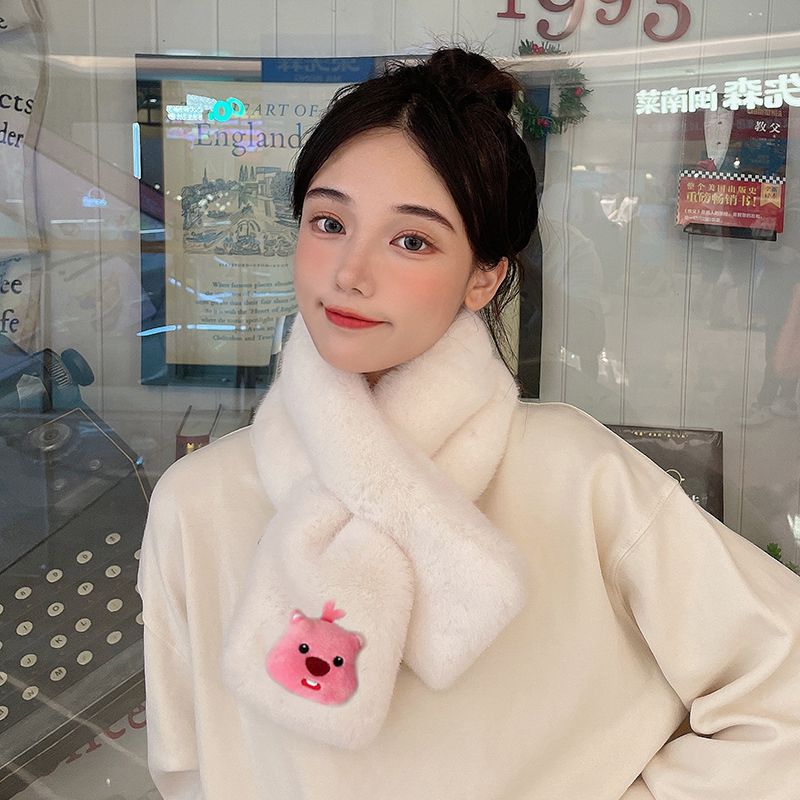 Cute three-dimensional plush doll beaver scarf for women winter new fashion fashion female students versatile warm neck protection neck scarf