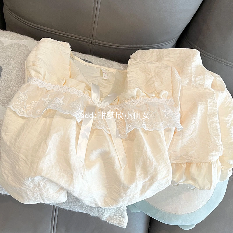 ins風日系奶乎乎睡衣女春秋新款網紅爆款學生宿舍外穿居家服套裝
