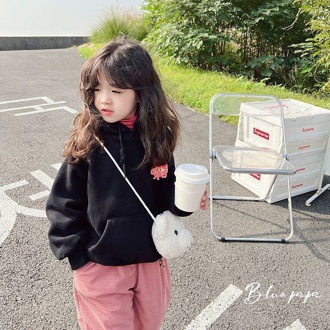 Children's clothing girls sweatshirt plus velvet 2023 spring and autumn new hooded top children's thickened foreign style autumn and winter long-sleeved jacket