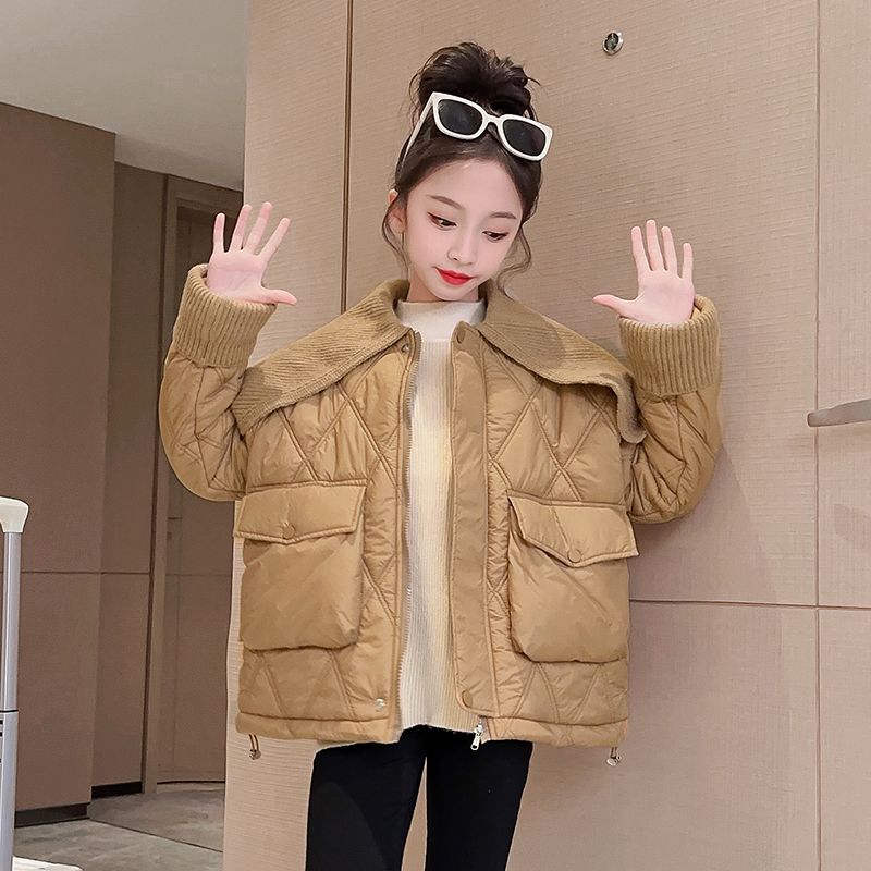 女童棉服冬季2023新款洋氣小女孩夾棉加厚棉襖外套中大童兒童棉衣