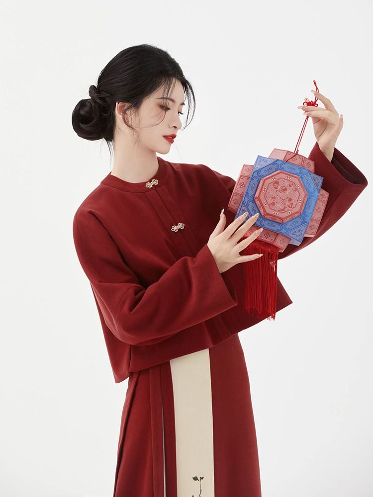 新中式國風女裝氣質名媛小個子敬酒服回門禮服紅色訂婚連衣裙冬季