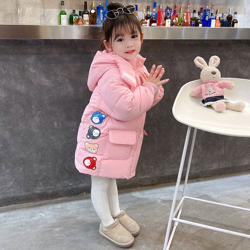Girls' cotton-padded winter clothing 2023 new children's clothing winter thickened coat mid-length cotton-padded jacket baby fashionable cotton-padded coat