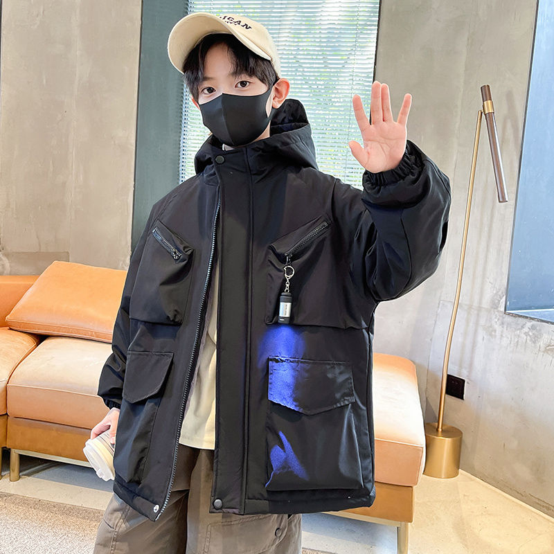 兒童裝男童加絨派克服2023年新款洋氣中大童男孩秋冬裝加厚外套潮