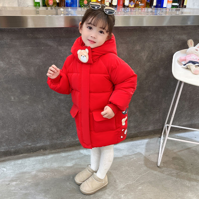 女童棉服冬装2023新款儿童装冬季加厚外套中长款棉袄宝宝洋气棉衣
