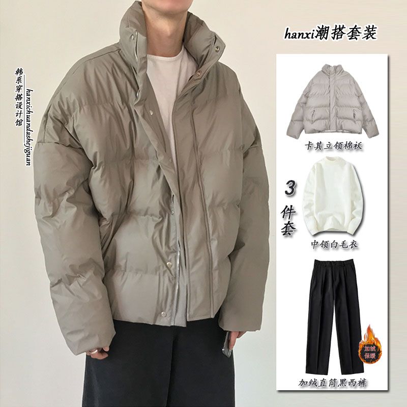 pu皮棉服男款2023痞帥羊羔絨雙面穿棉衣潮牌寬鬆冬裝棉襖加厚外套