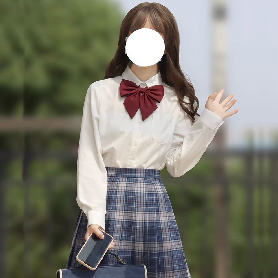 新款原創現貨JK襯衫校供款長袖角襟基礎款學生班服日系學院風上衣