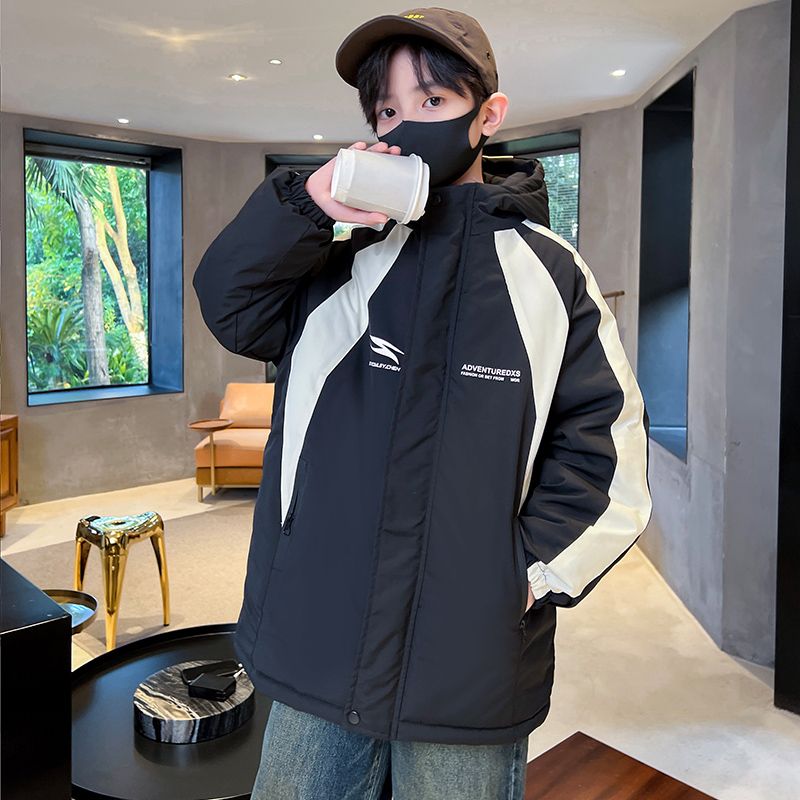 兒童裝男童秋冬裝加絨派克服2023新款中大童冬季加厚棉衣外套冬款