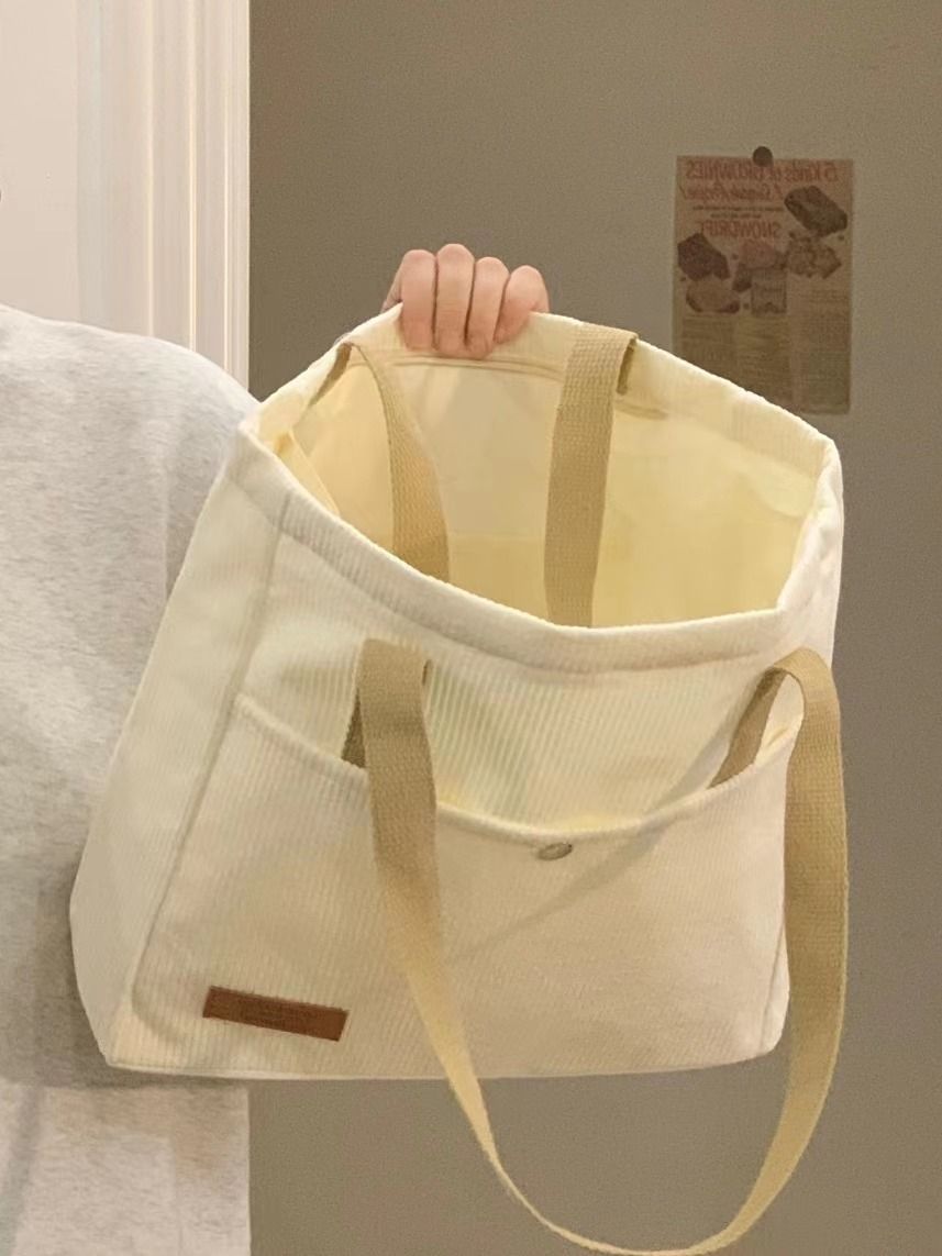 Autumn and winter corduroy canvas bag women's large capacity shoulder bag 2023 new fashion handbag student tote bag