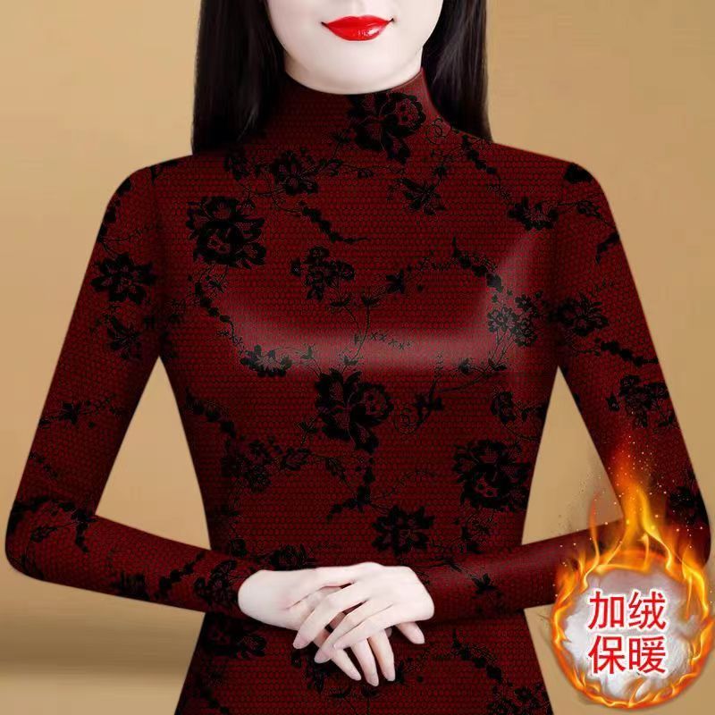 2023新款一體雙面德絨半高領打底衫女長袖修身時尚百搭保暖上衣潮