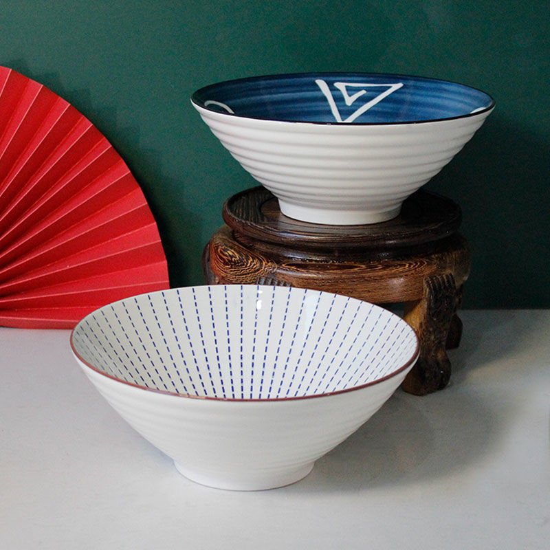 面碗家用陶瓷拉面商用高颜值泡面碗汤碗日式斗笠加厚大号防烫大碗