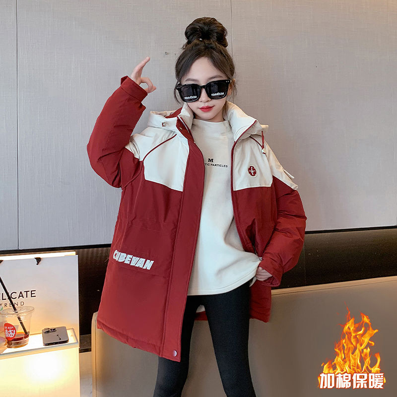 女童加厚外套秋冬款2023新款大童洋氣冬季上衣女孩冬裝兒童衝鋒衣