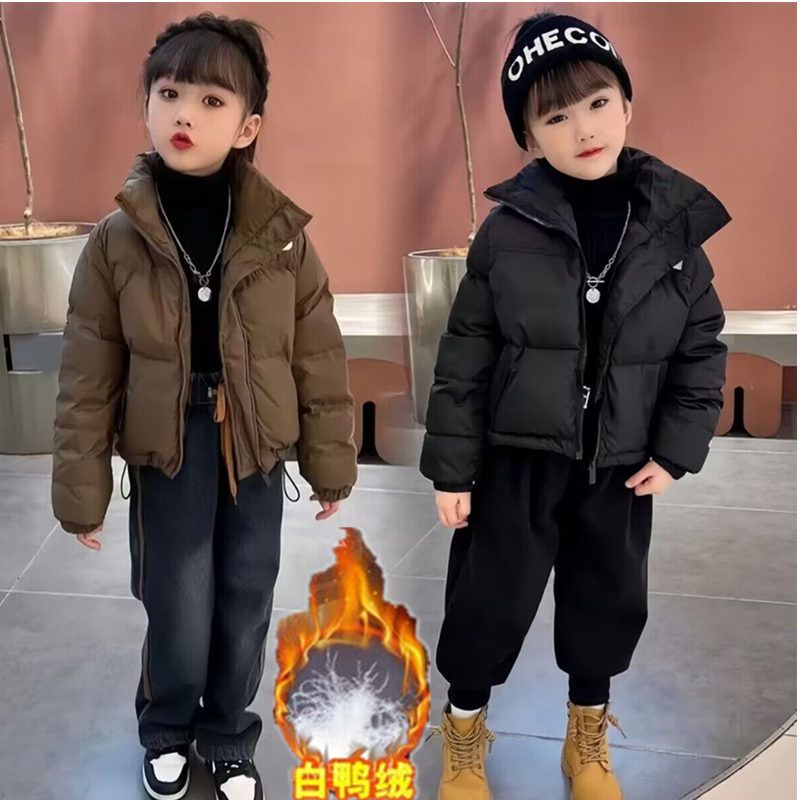 Girls' winter down jacket new style 2023 popular versatile down jacket children's white duck down foreign style thickened jacket trendy