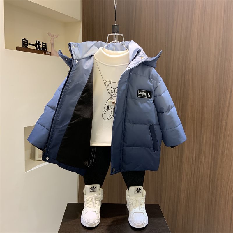 男童羽絨服冬季中長款2023新款兒童白鴨絨棉服外套男孩寶加厚冬裝