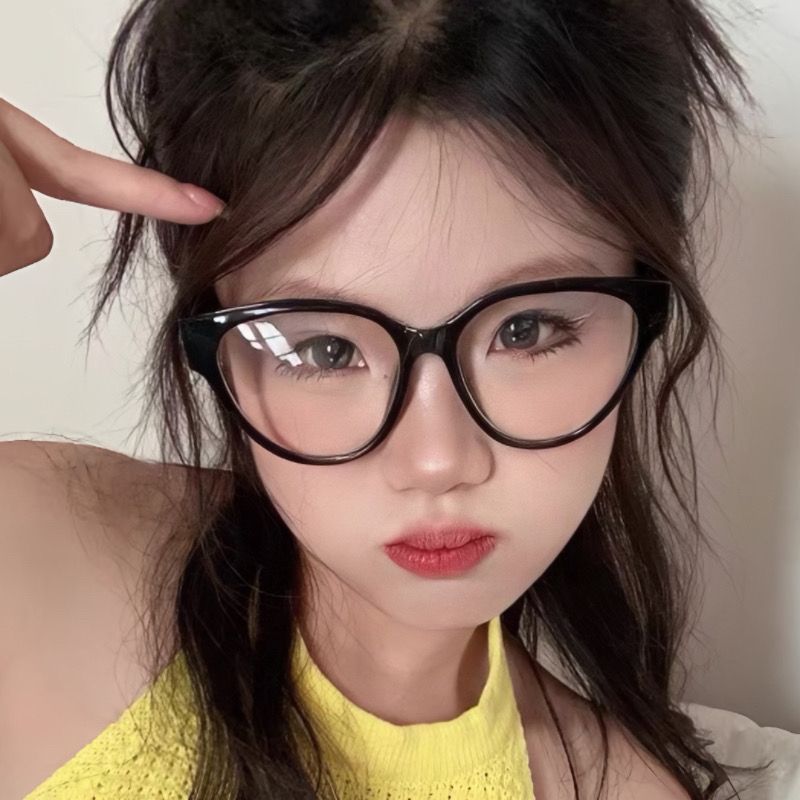 復古黑框素顏眼鏡神器眼睛貓眼鏡框方圓近視眼鏡可配度數近視藍光