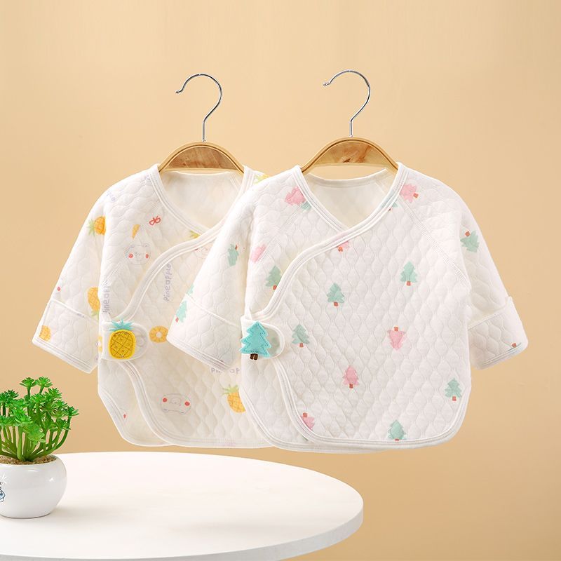 【2件纯棉A类】新生婴儿半背衣初生刚出生无骨秋冬季宝宝保暖上衣