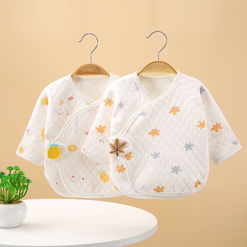 【2件纯棉A类】新生婴儿半背衣初生刚出生无骨秋冬季宝宝保暖上衣