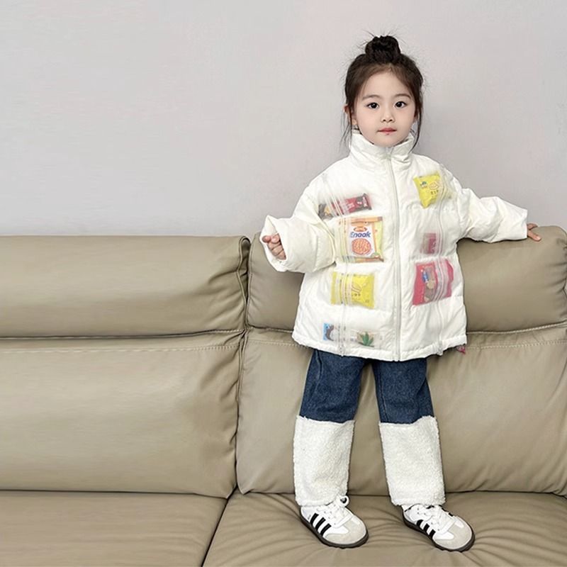 儿童棉袄2023冬季新款外套加厚保暖防风面包服女宝DIY放福袋红包
