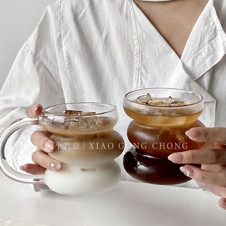ins风韩式可爱毛毛虫玻璃杯耐热高硼硅水杯咖啡杯果汁杯牛奶杯子